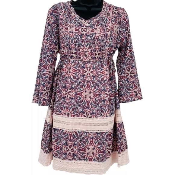 Mimi Chica Dresses & Skirts - Boutique Women's Paisley Print Prairie Dress XL Pin Tuck Side Tie Bohemian